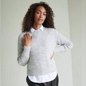 Quince Light Gray Women's Crew Neck Wool & Alpaca Blend Sweater Medium